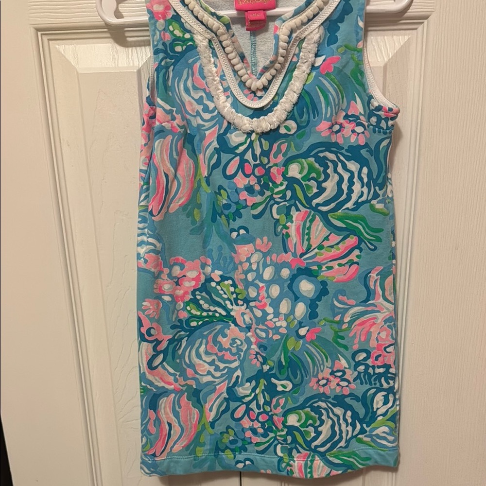 Lilly Pulitzer Girls Blue Pink Green Floral Tank Dress